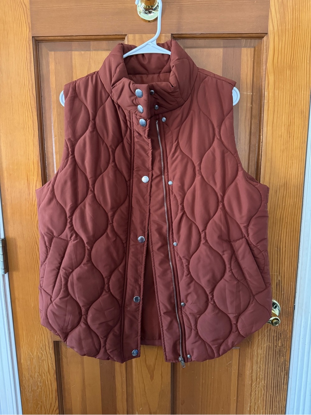 Quilted Sleeveless Vest in Rust - Women's Layering Piece